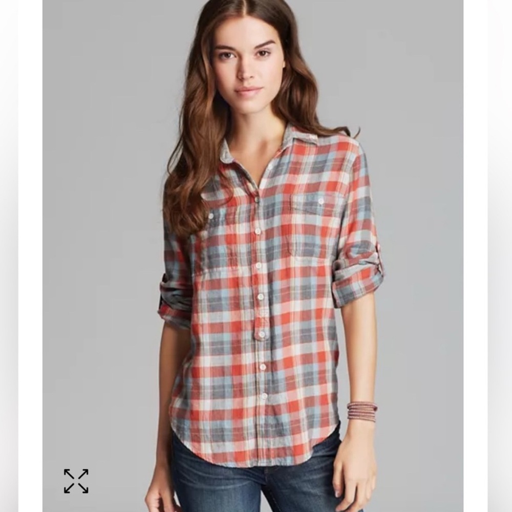 JACHS Girlfriend Bea Plaid Western Yoke Shirt Small